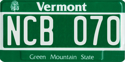 VT license plate NCB070