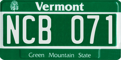 VT license plate NCB071