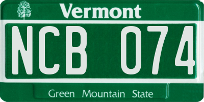 VT license plate NCB074