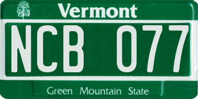VT license plate NCB077