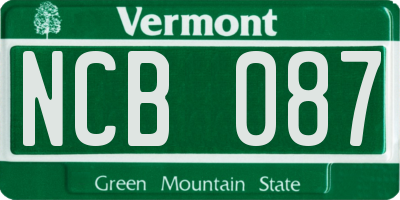 VT license plate NCB087