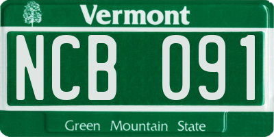 VT license plate NCB091