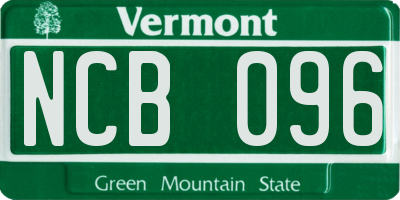 VT license plate NCB096