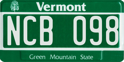 VT license plate NCB098