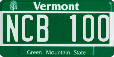 VT license plate NCB100