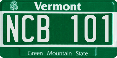 VT license plate NCB101