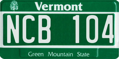 VT license plate NCB104