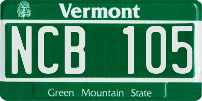 VT license plate NCB105