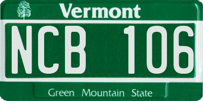 VT license plate NCB106