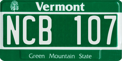 VT license plate NCB107