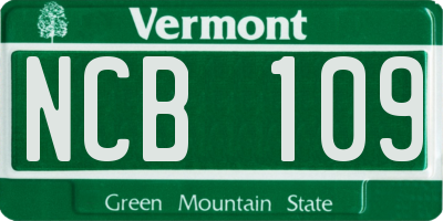 VT license plate NCB109