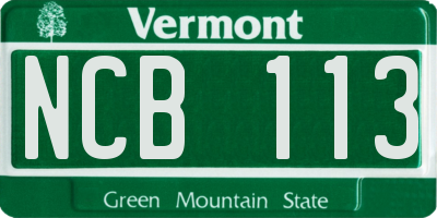 VT license plate NCB113