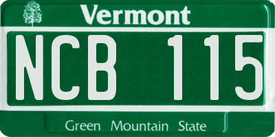VT license plate NCB115