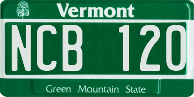 VT license plate NCB120