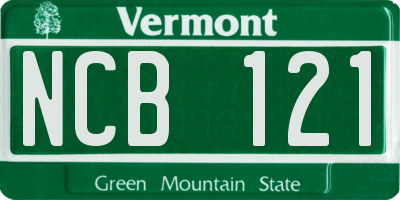 VT license plate NCB121