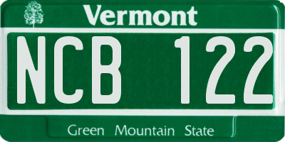 VT license plate NCB122
