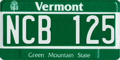 VT license plate NCB125