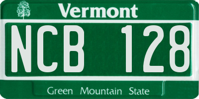 VT license plate NCB128