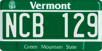 VT license plate NCB129