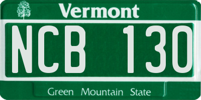 VT license plate NCB130