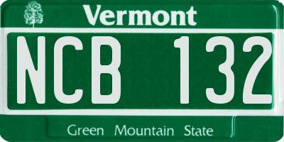 VT license plate NCB132