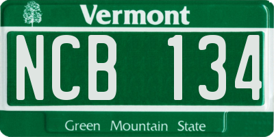 VT license plate NCB134