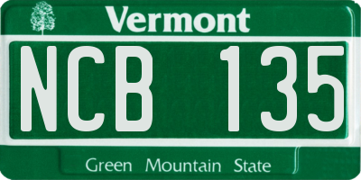 VT license plate NCB135