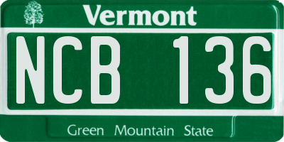 VT license plate NCB136