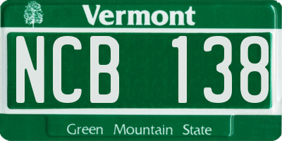 VT license plate NCB138