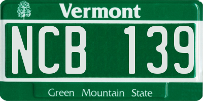 VT license plate NCB139