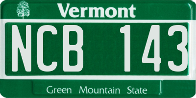 VT license plate NCB143