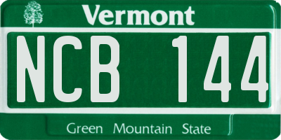 VT license plate NCB144