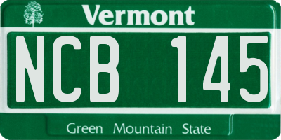 VT license plate NCB145