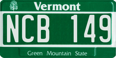 VT license plate NCB149