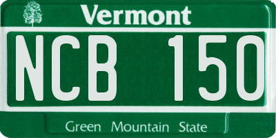 VT license plate NCB150