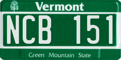 VT license plate NCB151