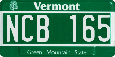 VT license plate NCB165