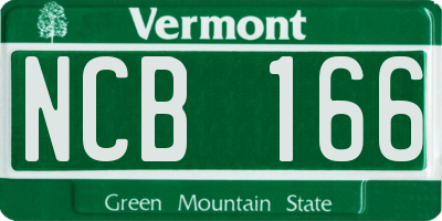 VT license plate NCB166