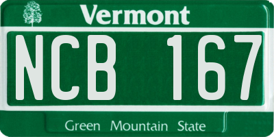VT license plate NCB167