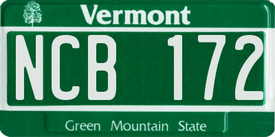 VT license plate NCB172