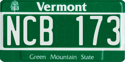 VT license plate NCB173