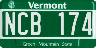VT license plate NCB174