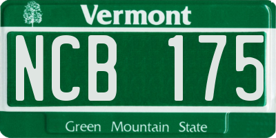 VT license plate NCB175