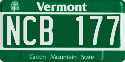 VT license plate NCB177