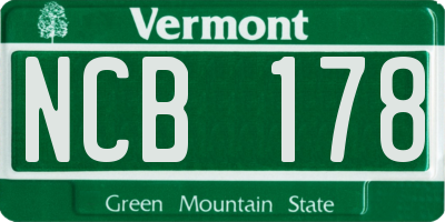 VT license plate NCB178
