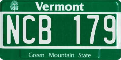 VT license plate NCB179