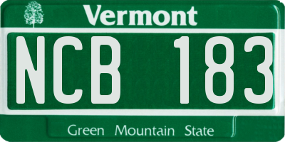 VT license plate NCB183