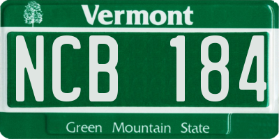 VT license plate NCB184