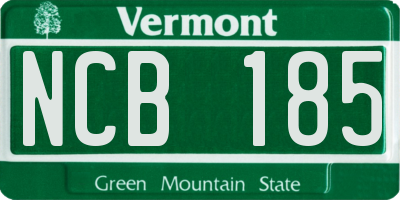VT license plate NCB185