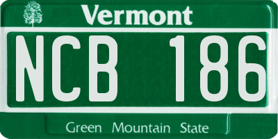 VT license plate NCB186